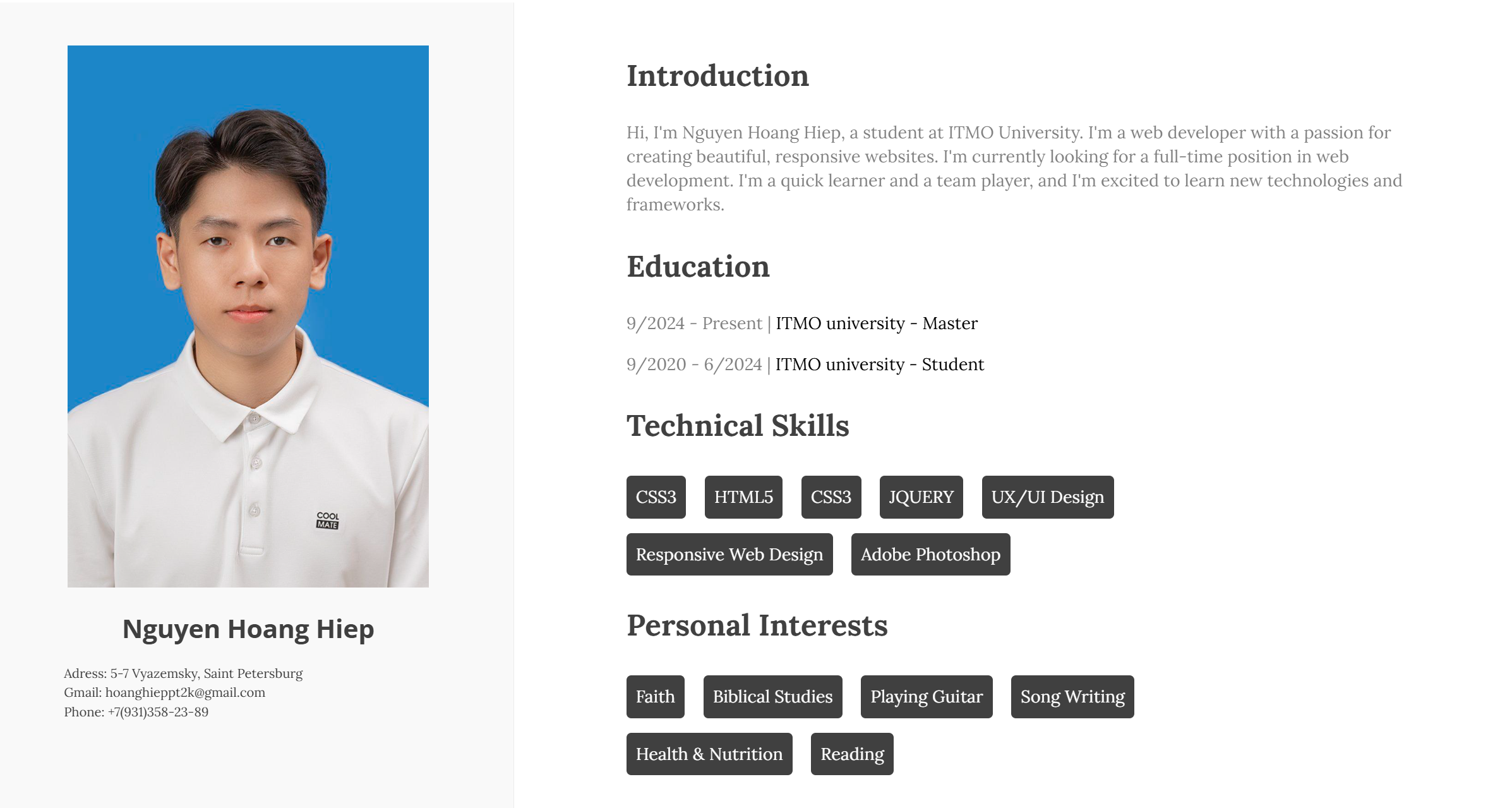 My Profile | nguyenhoanghiep.github.io
